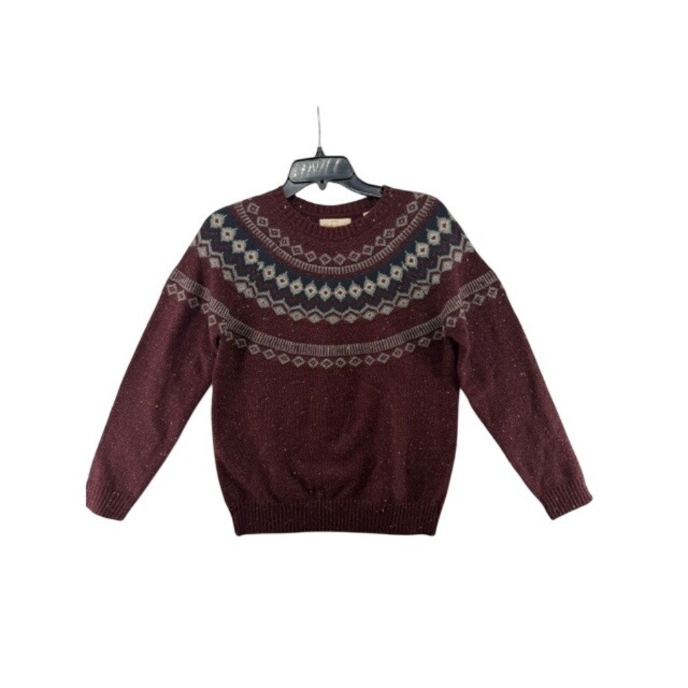 Original Weatherproof Vintage Maroon Fair Isle Crewneck Sweater Small - Picture 3 of 5